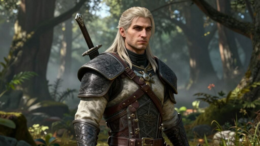 Geralt w lesie, grafika jak z Wiedźmina 4